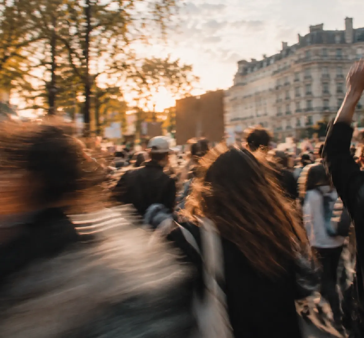 People gathered at a public demonstration